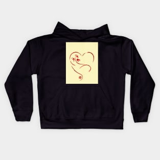 FOREVER YOURS,  Sumi-e Enso Ink Brush Pen Heart Painting Kids Hoodie